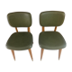 Lot de deux chaises vintage skai vert kaki