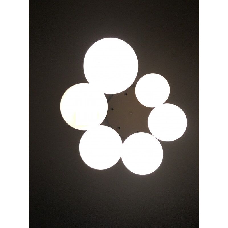 Suspension waterfall 6 balls in opaline - vintage 60s