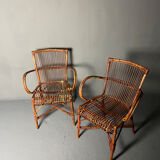 Pair of rattan armchairs 1930