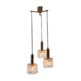 Lustre en laiton doré et cristal de Palwa design 1960