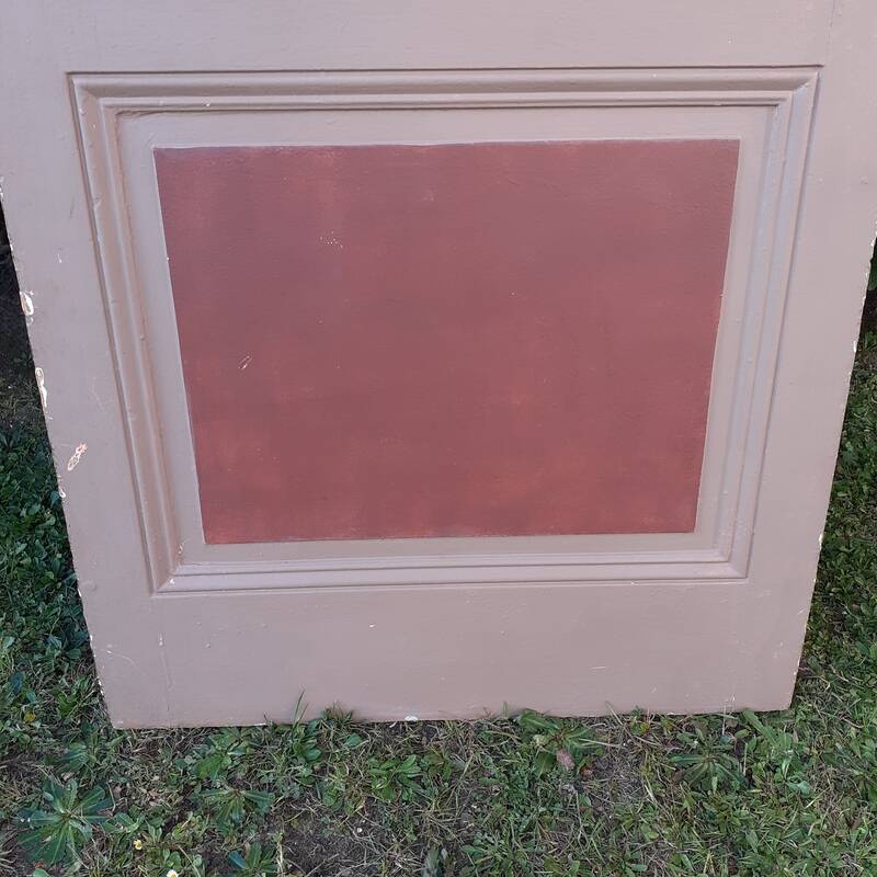 Old moulded glass communication door 221x83cm 15 small panes
