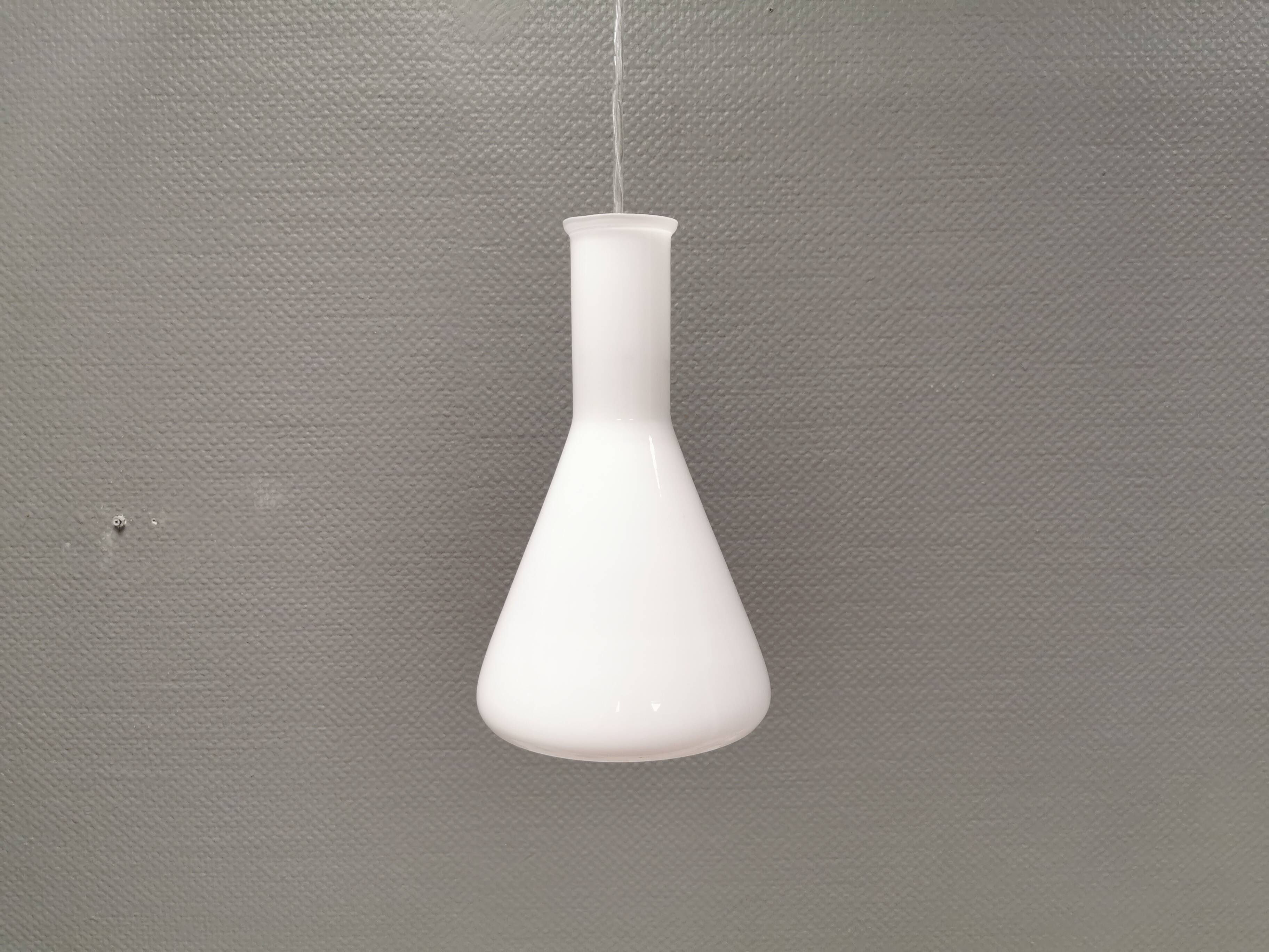 Hanging lamp in milky white glass