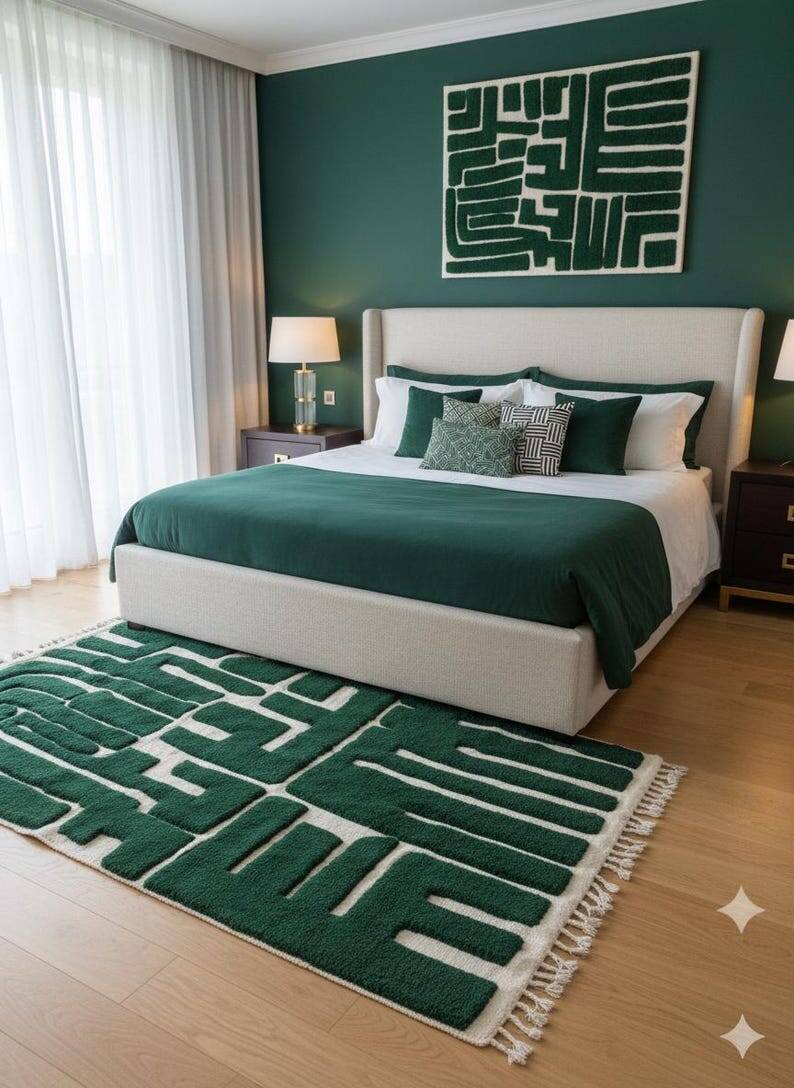 Green RUG, Beni Ourain Moroccan Rug 250/150cm