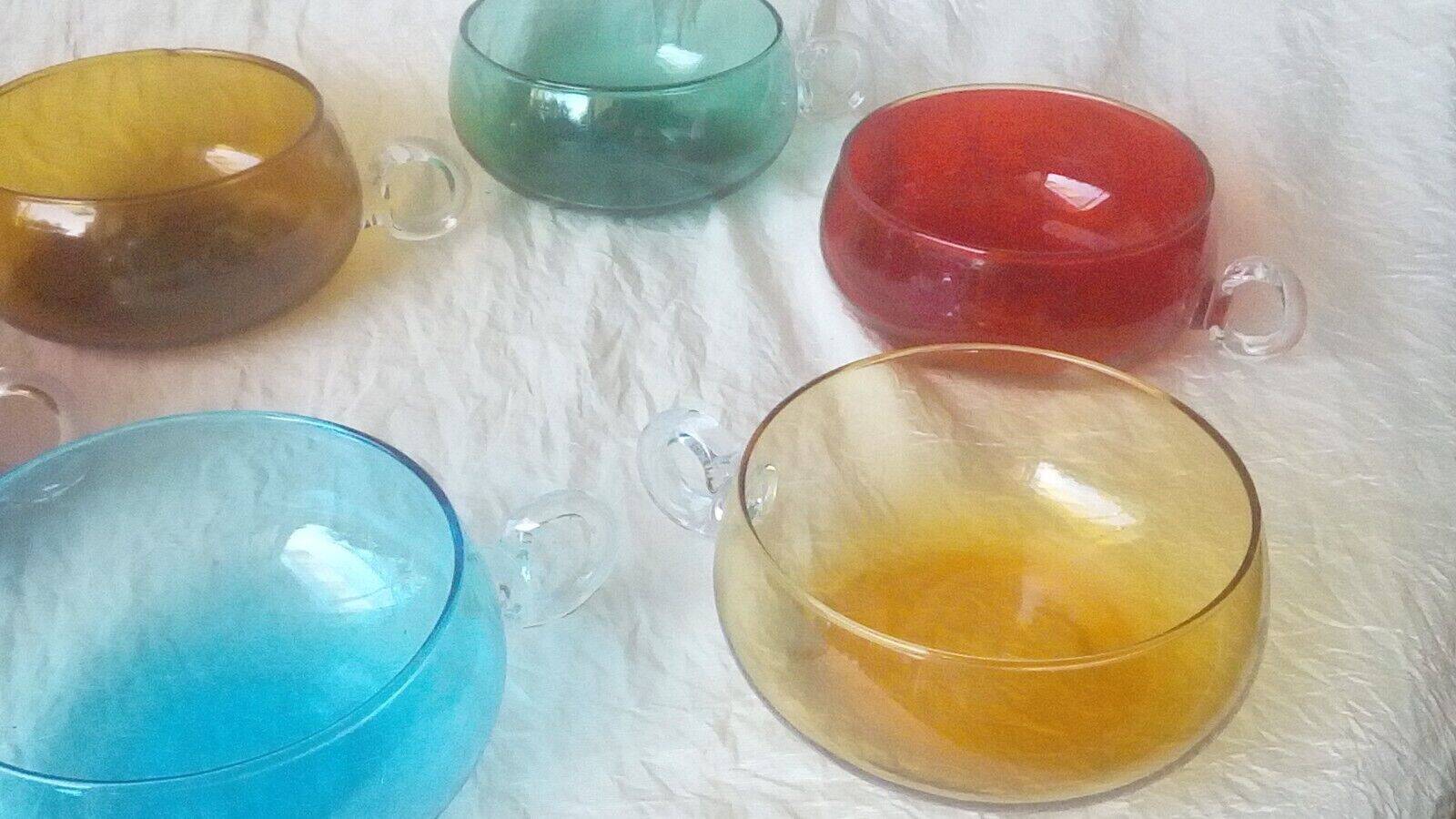 Punch glasses cups coloured glass bowls 1970s vintage