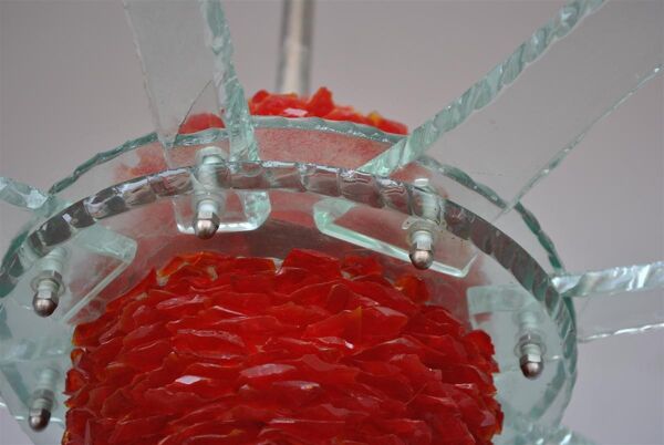 Lustre vintage design italien en verre coloré 8 branches