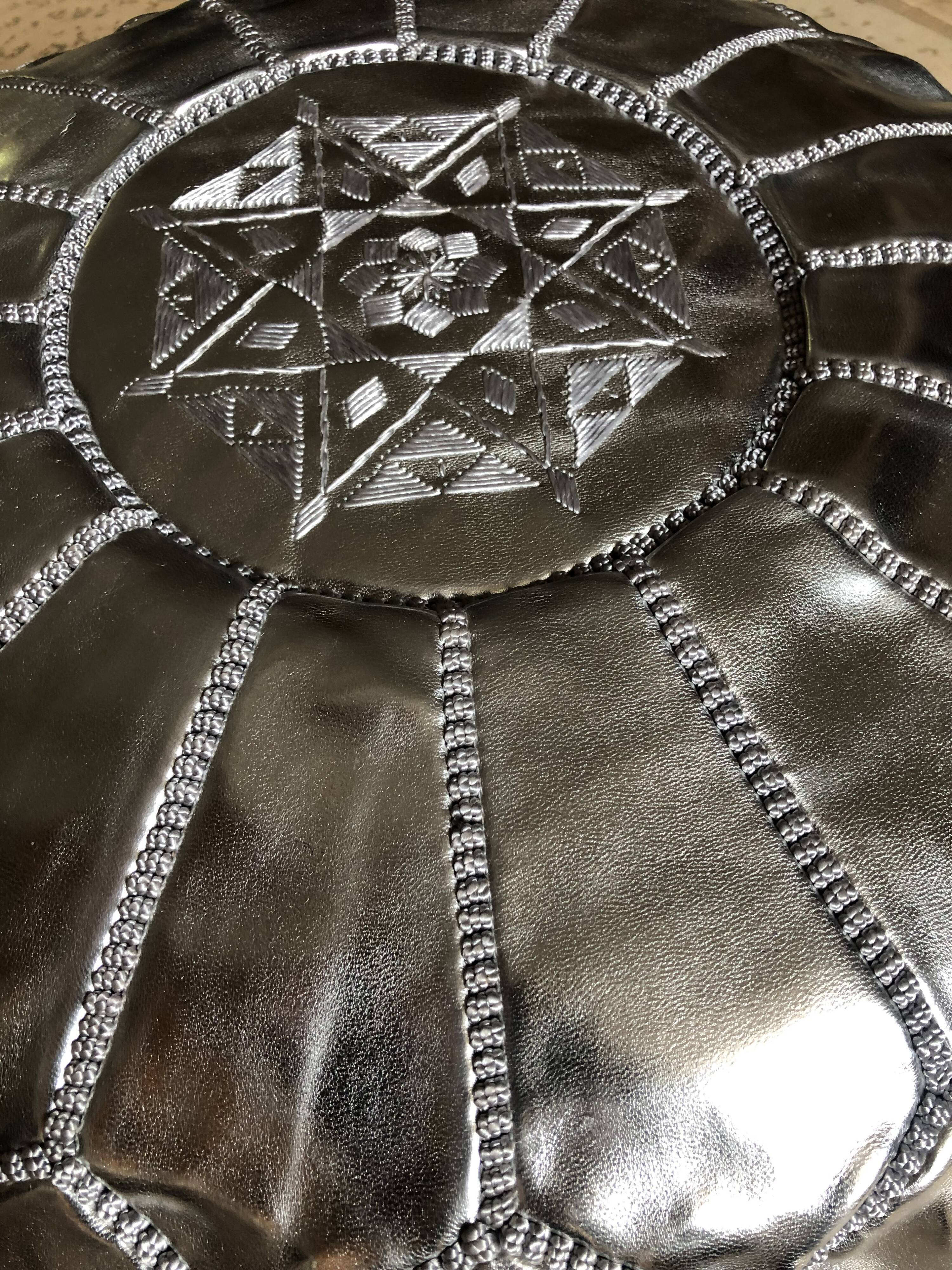 Moroccan Pouf Silver