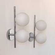 Pair of vintage wall lights in chrome metal and opaline, France 1970.