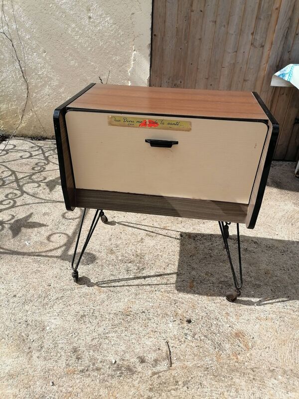 Bar roulant pieds eiffel formica 1950 60