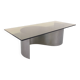 Vintage rectangular Space Age coffee table in steel and smoked glass.