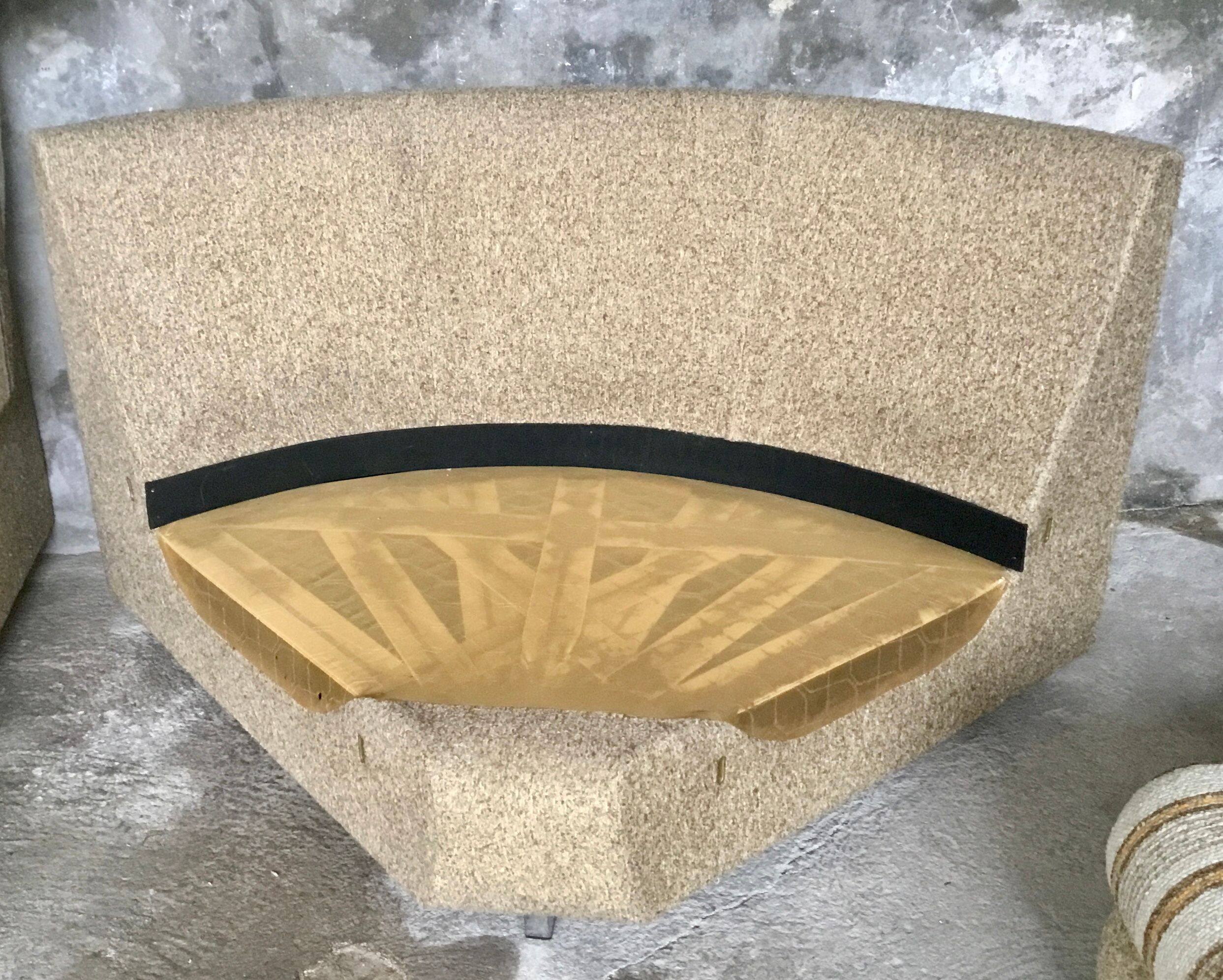 Corner sofa convertible in antique wool brand GMC seats - design 1970