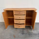 Vintage curved rattan sideboard, coastal credenza, wicker cabinet, boho buffet