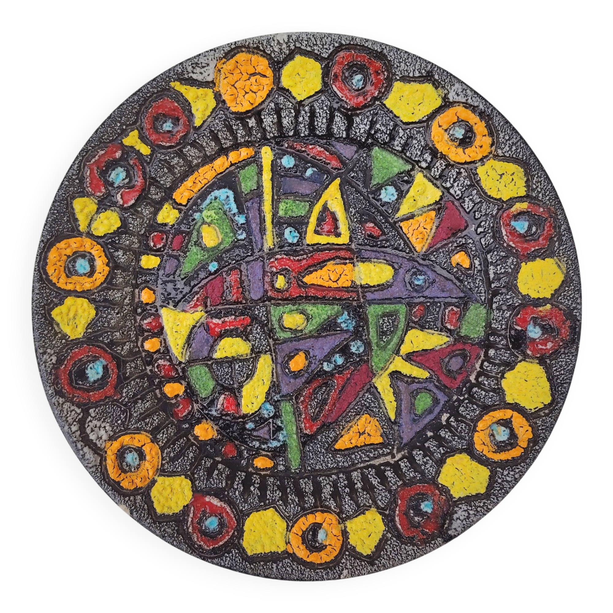 Flat fat lava, ethnic decor, West Germany, signed