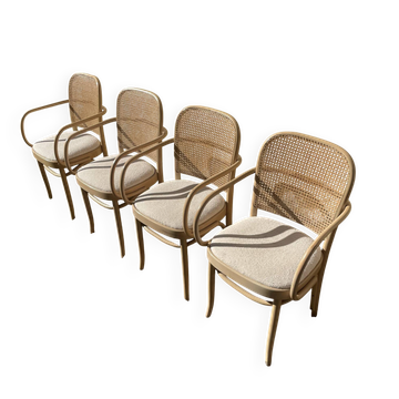 4 curved wooden dining chairs