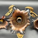Set of 3 Glass Paste and Brass Wall Lights Signed Vianne Art Nouveau