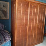 Brown varnished rattan cabinet