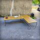 XXL coffee table in oak and chrome steel