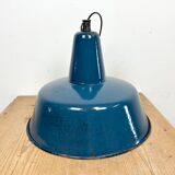 Industrial blue enamel factory pendant lamp, 1960s