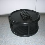 Black table with 2 trays, 1970