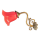 Tulip wall light in brass and red glass