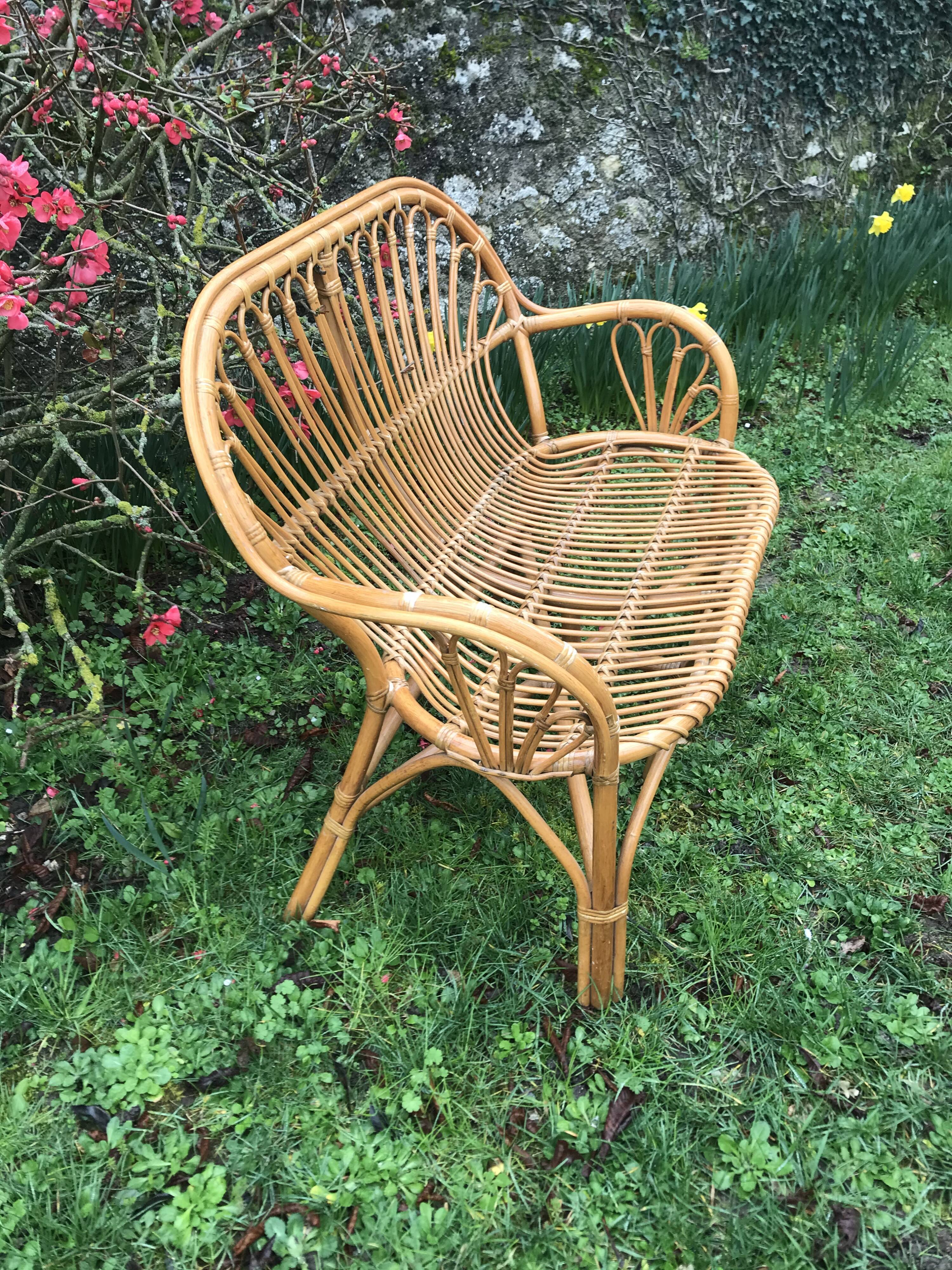 Vintage rattan seat length 103