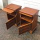 2 old wooden bedside tables with leather top