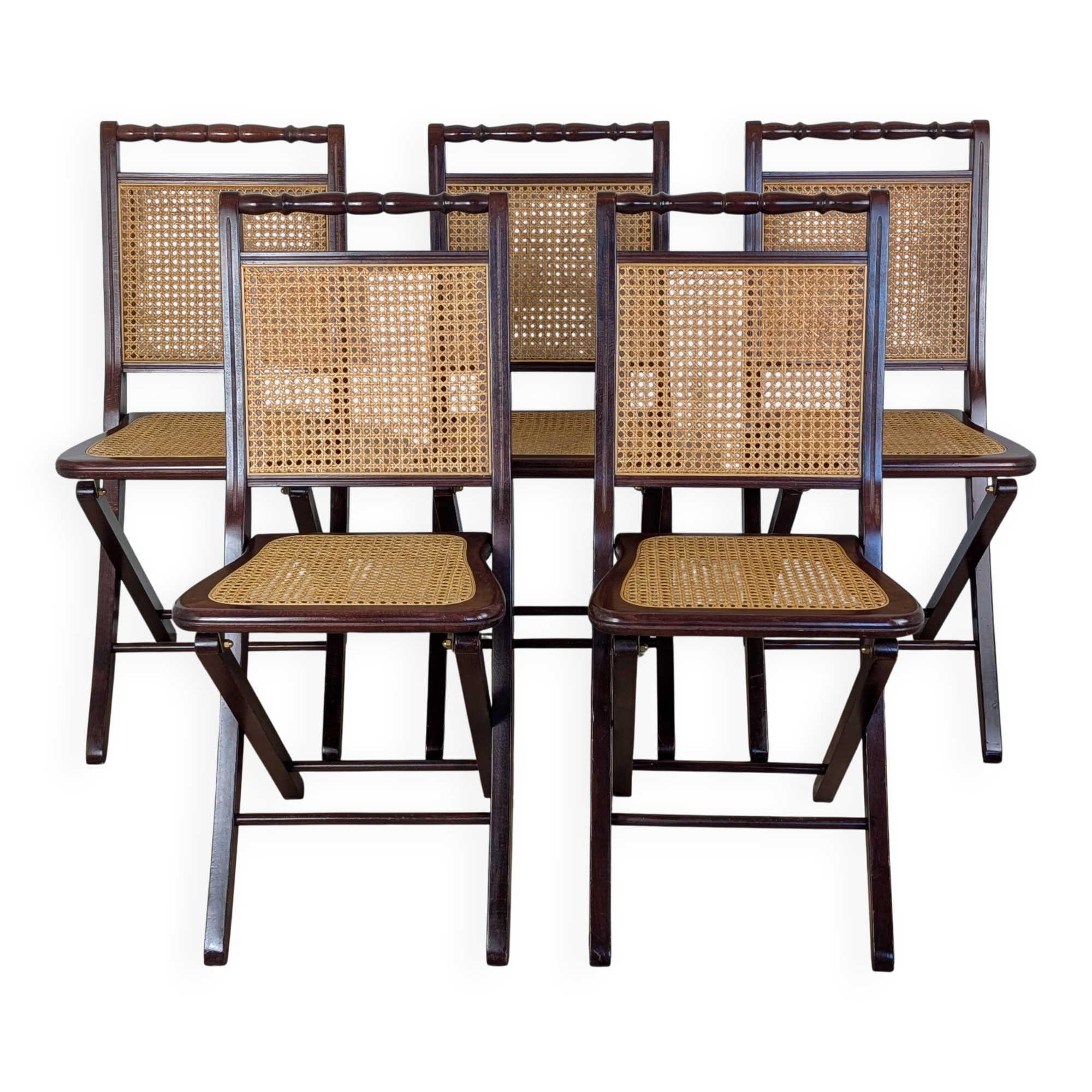 Set of 5 caned chairs