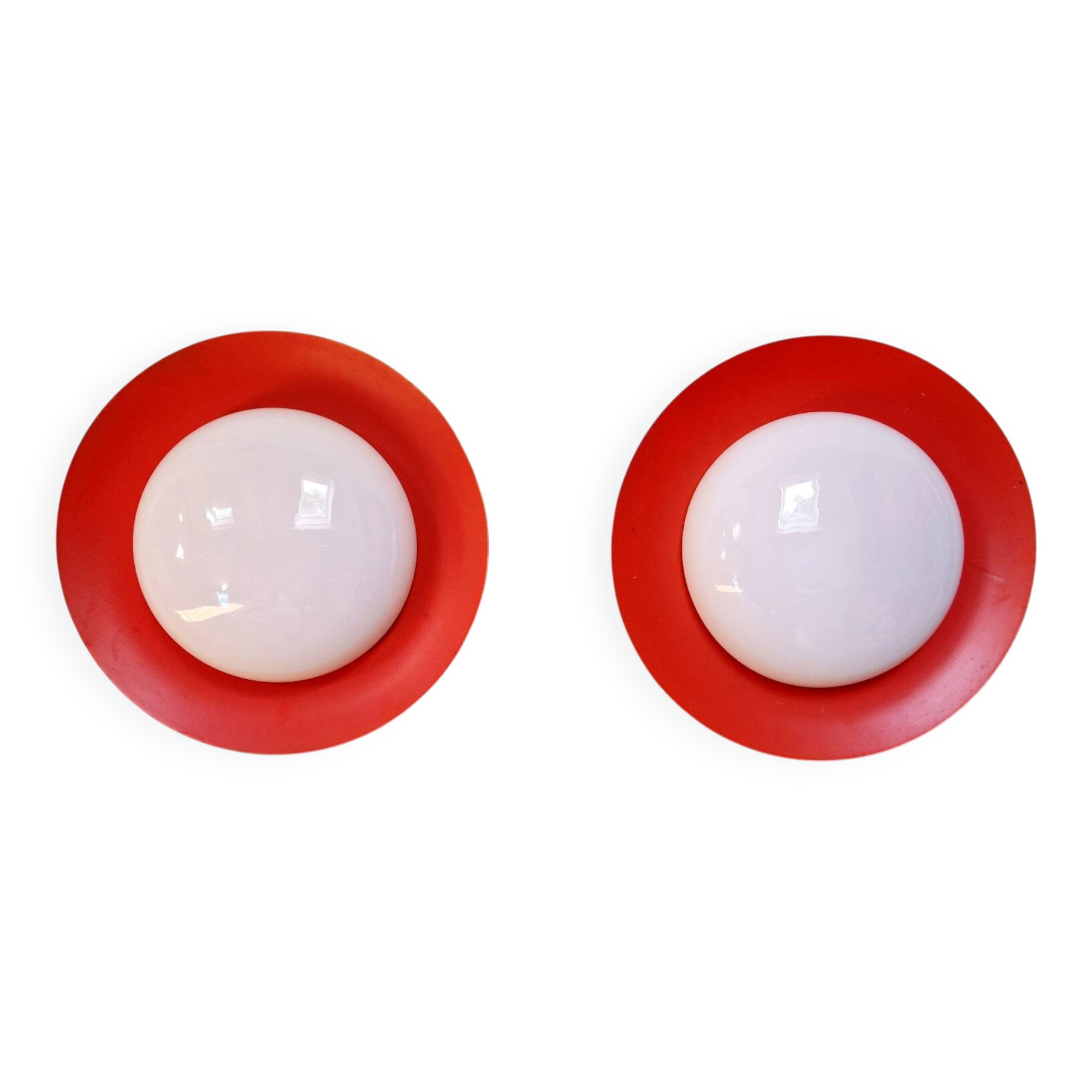 Pair of XXL orange Space Age wall sconces, 1960