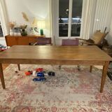 Varnished oak farmhouse table