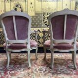 Pair of Louis XV style cabriolet armchairs with velvet upholstery