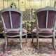 Pair of Louis XV style cabriolet armchairs with velvet upholstery