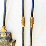 CHIMNEY ACCESSORY : CLAMP / SHOVEL / PICK in iron and brass 1 set of 3 pieces