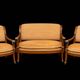 Neoclassical canapé and conversation chairs by Maison Rémy, Paris, France, 1986, set of 3.
