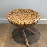 Pair of rattan stools. french work. around 1970