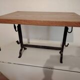 Table basse en bois massif et fer forgé