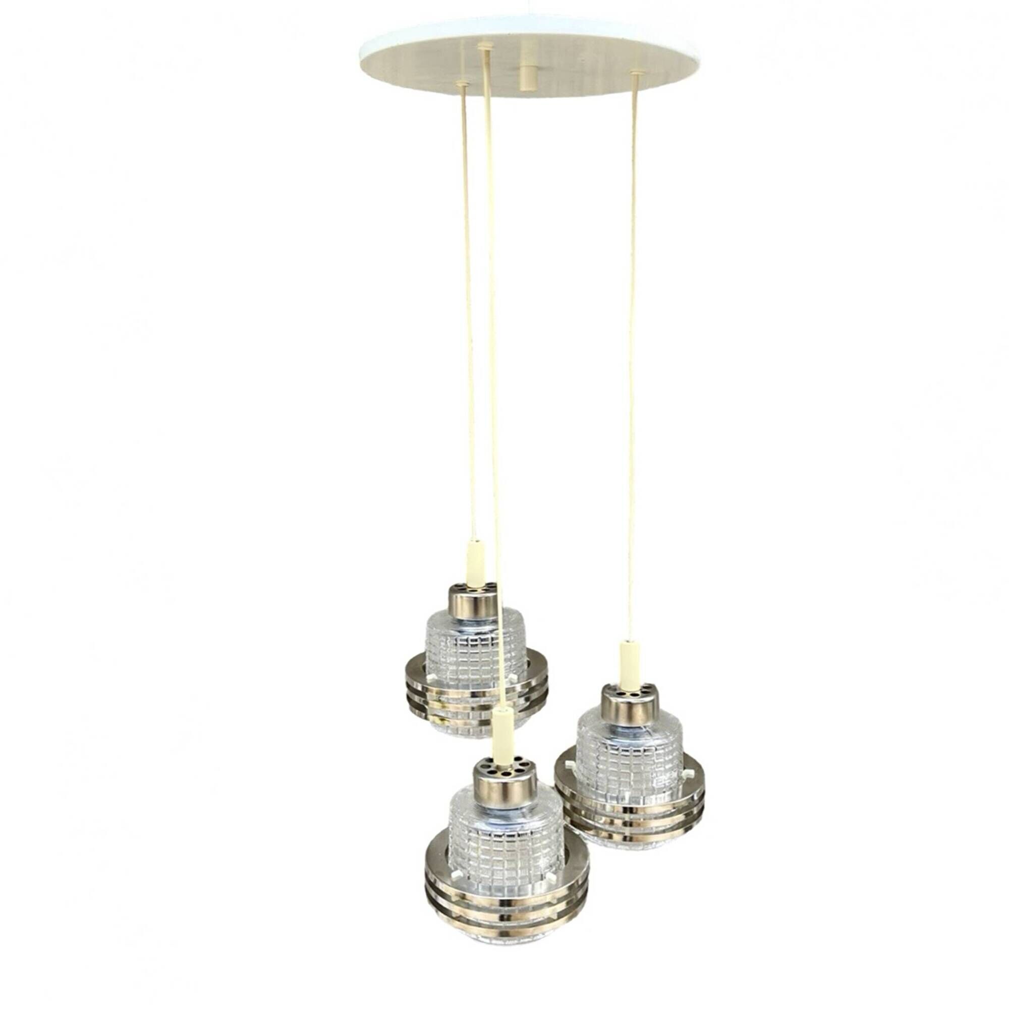 Mid-century modern cascade chandelier Pokrok Žilina, Czechoslovakia, 1970s.