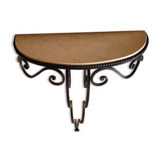 Wrought iron and marble console