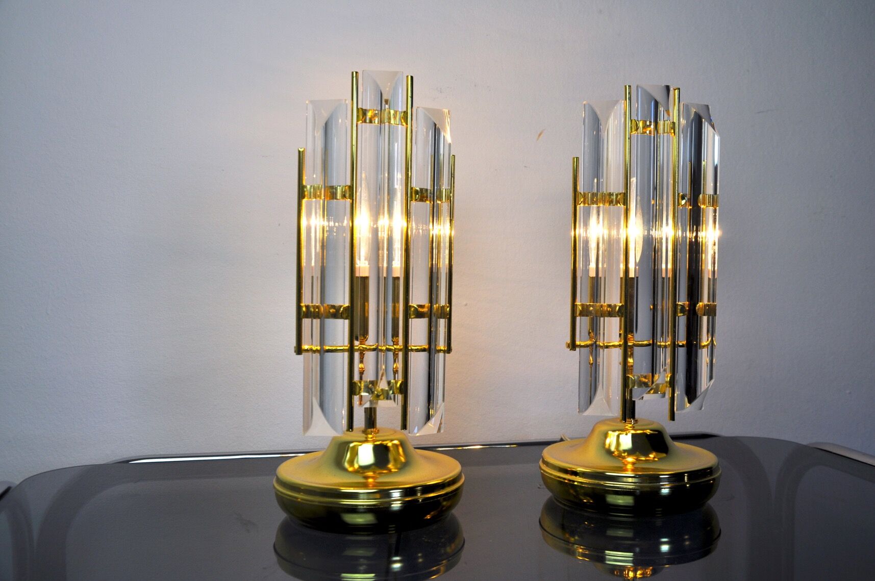 Paire de lampes Triedi Murano, Italie, 1970