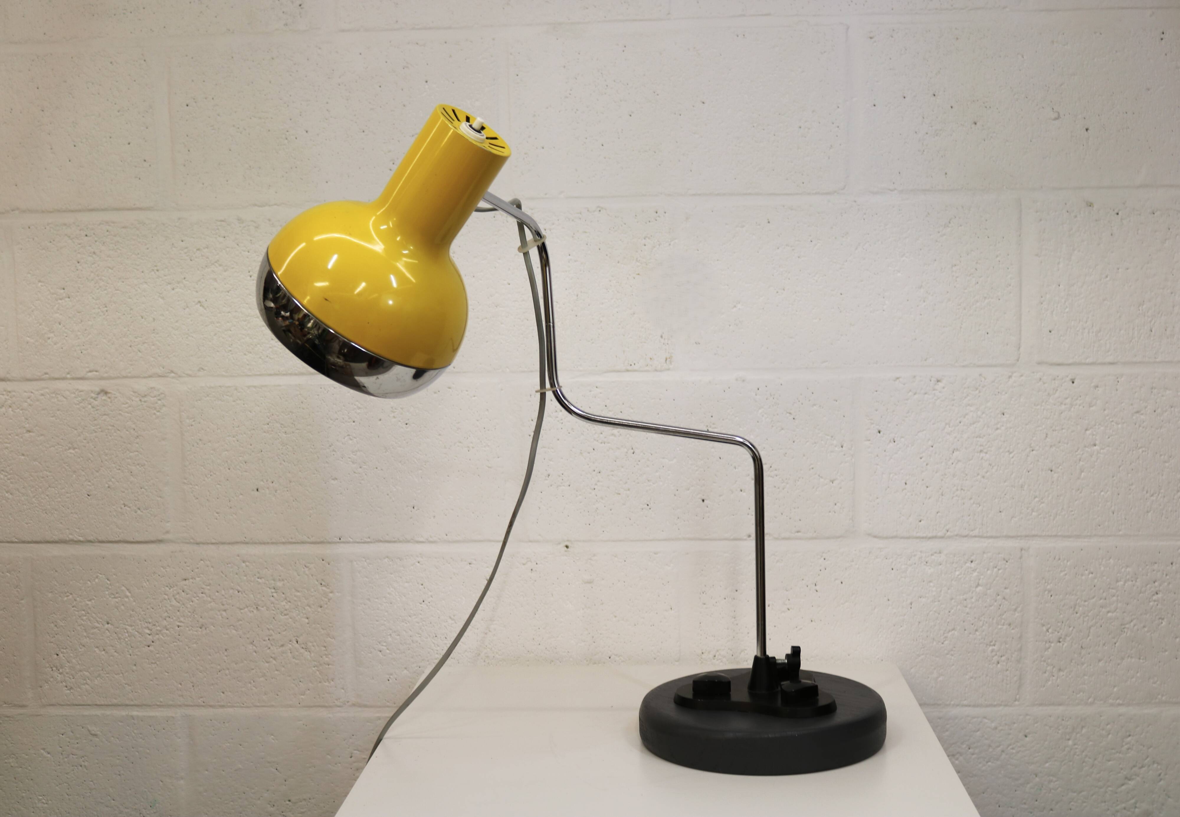 Vintage yellow table lamp by Josef Hůrka for Napako, Czechoslovakia 1970