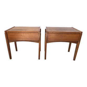 Pair of wooden bedside tables, circa 1950
