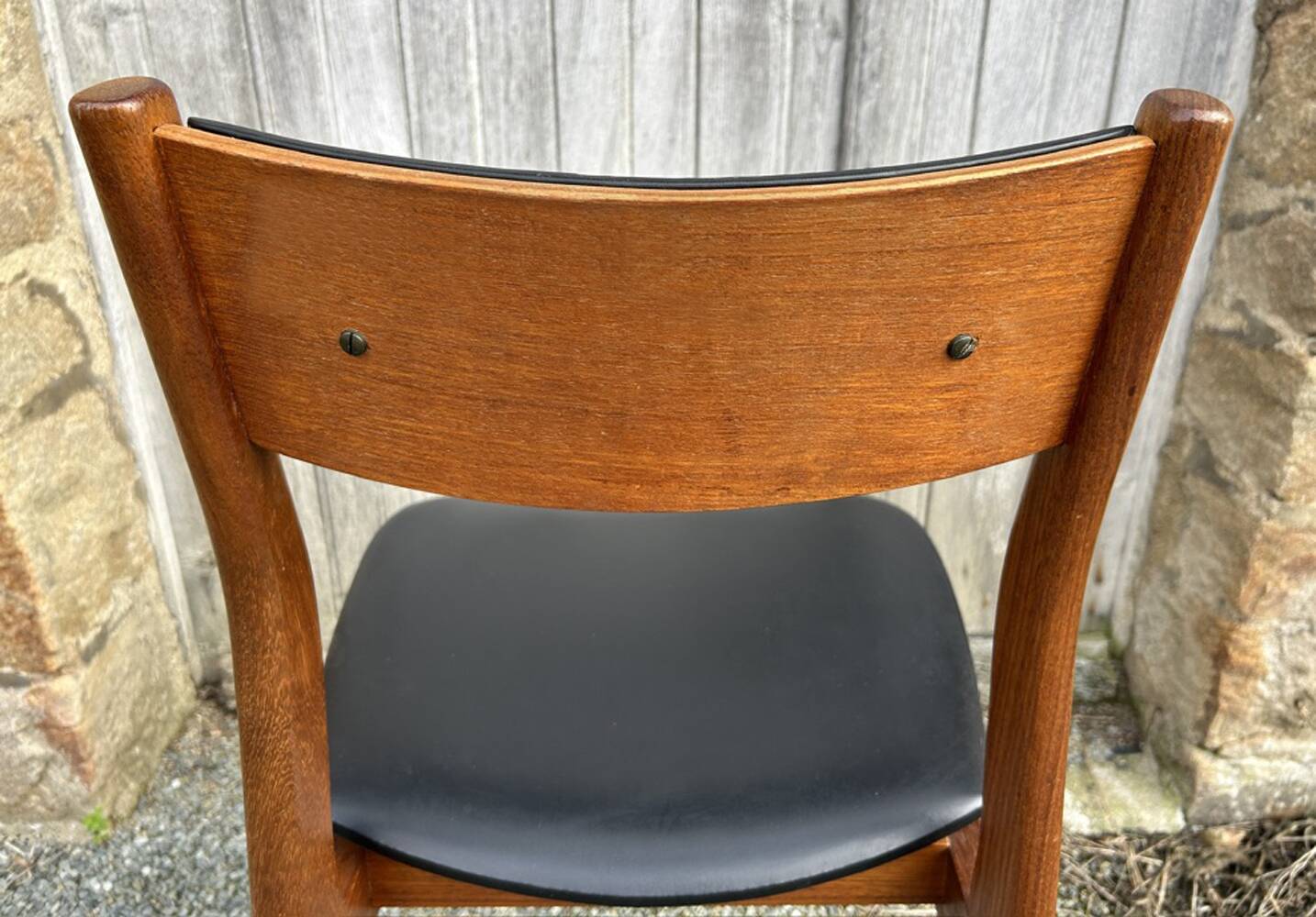 Four teak and black sky chairs, Scandinavian spirit, vintage, 60s