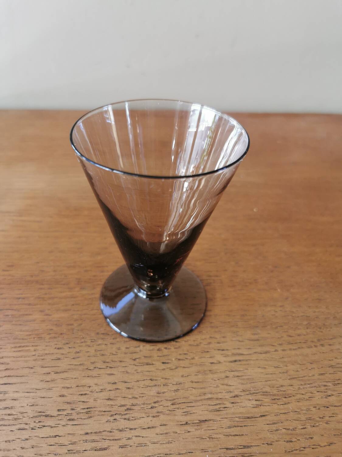 Set of 6 art deco smoked glass glasses