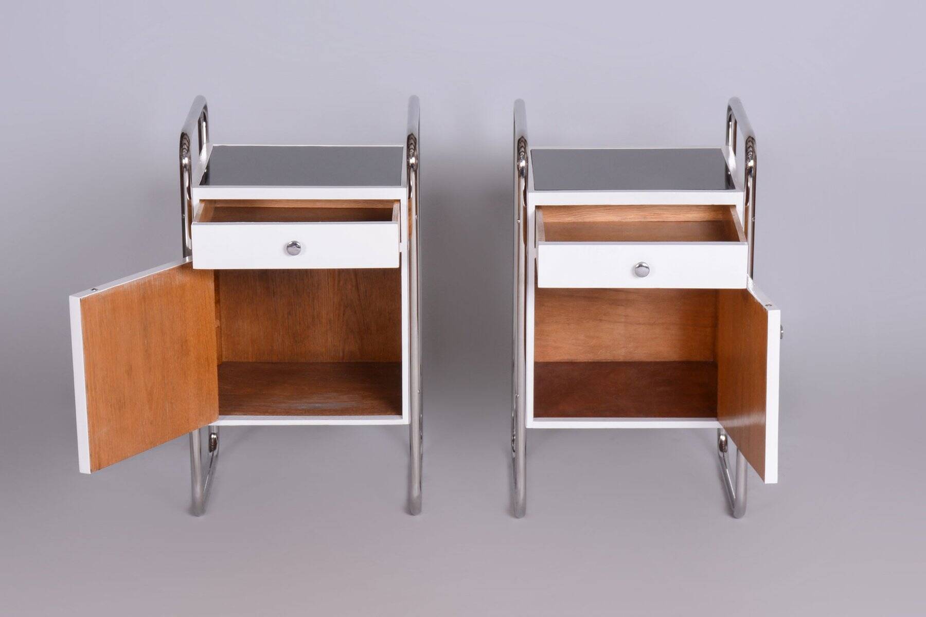 Bauhaus Bedside Tables in Chrome by Vichr, 1930s, Set of 2