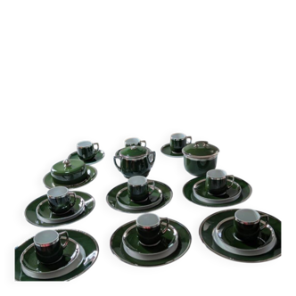Antique service 31 pieces – S.P.M. Walküre Bavaria – Empire Green & lace