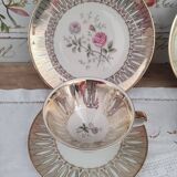Head to head in porcelain Bavaria 6 pieces floral decoration and gilding