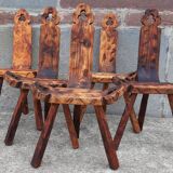 Set of 5 wooden tripod chairs