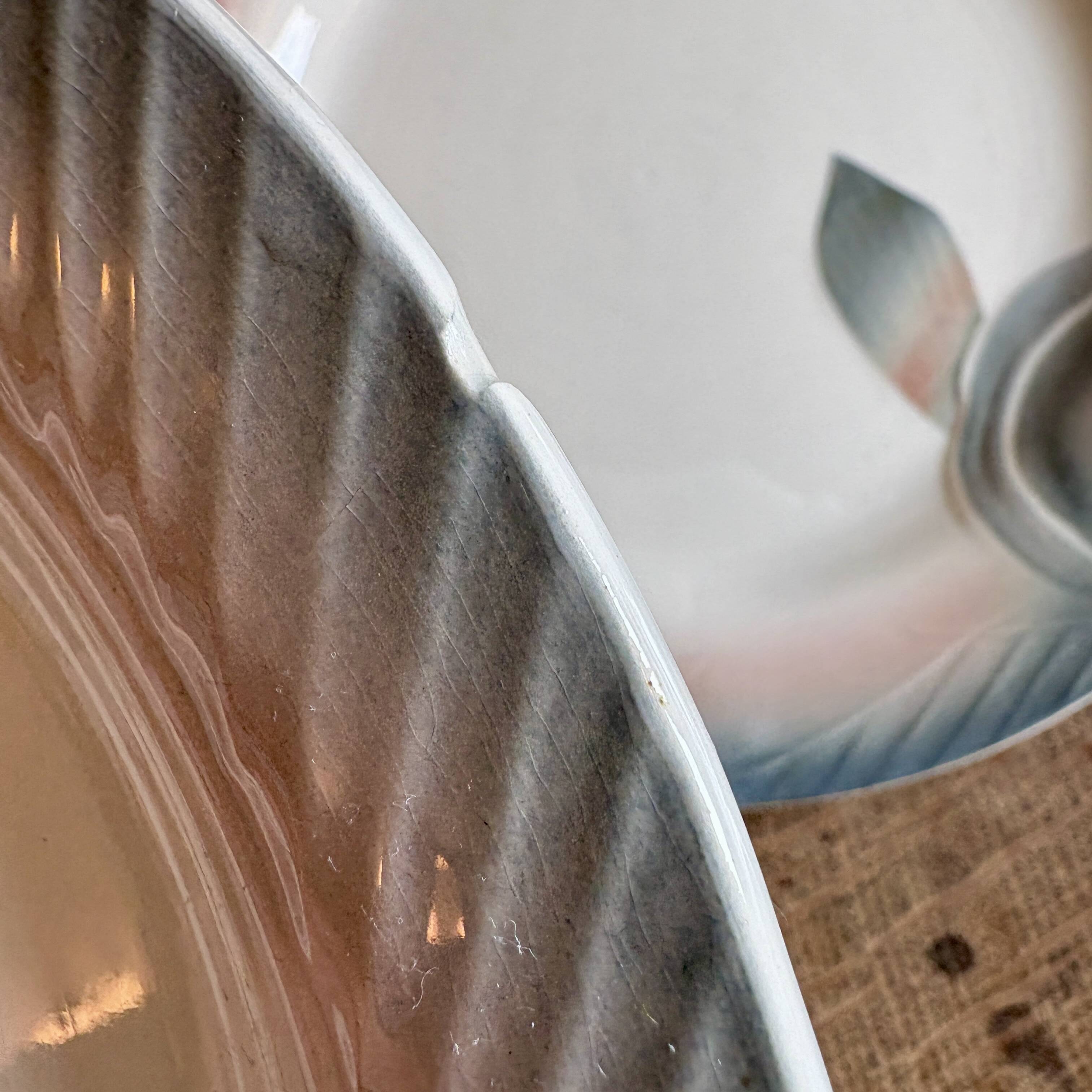 Set of 12 vintage pink and gray fish-shaped plates - Digoin