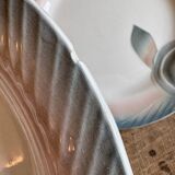 Set of 12 vintage pink and gray fish-shaped plates - Digoin