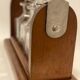 Portable Art Deco liquor cabinet in mahogany & metal with 3 Baccarat crystal bottles.