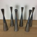 6 aluminium cast iron diabolo candlesticks