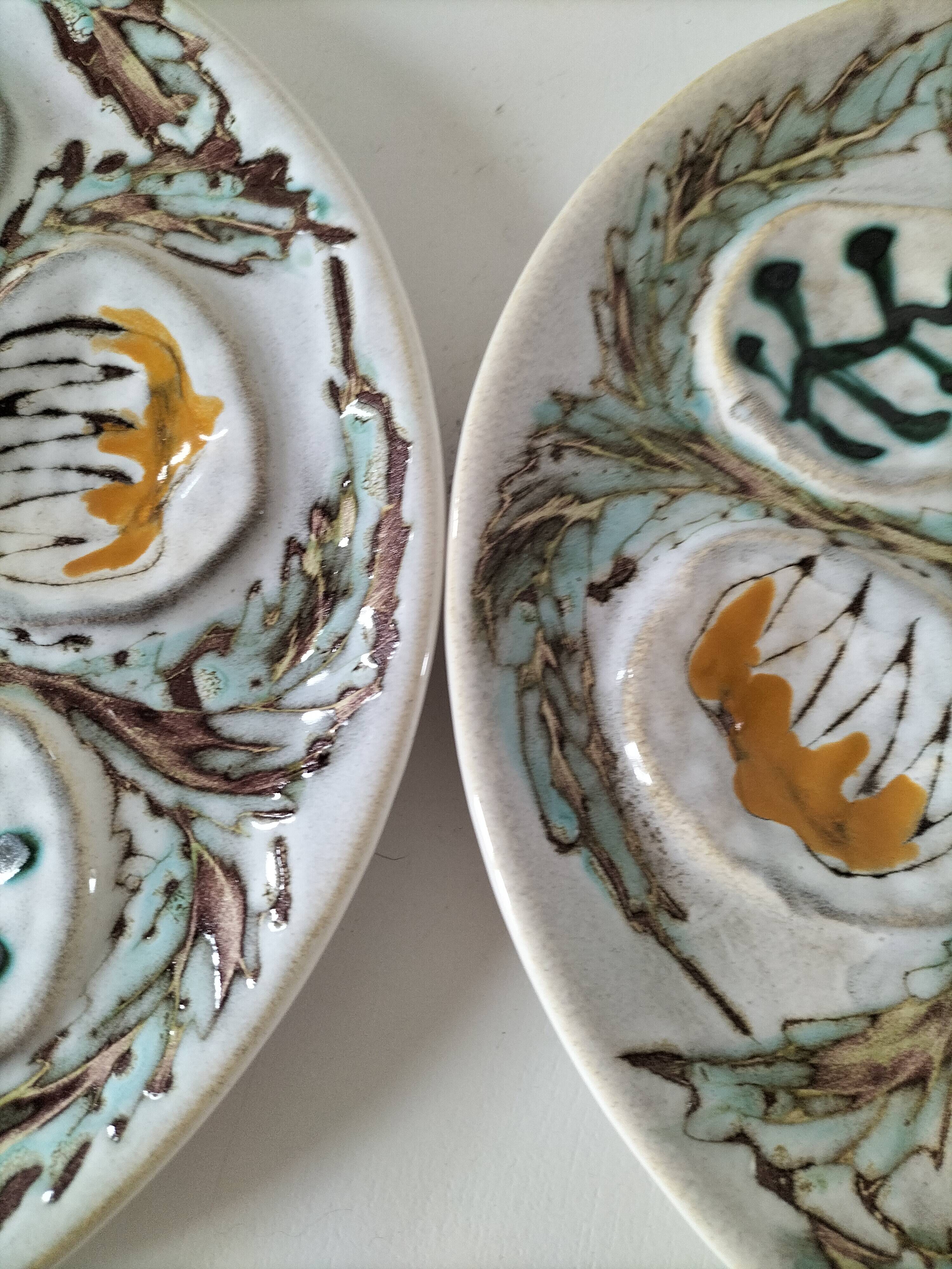 Set of oyster plates MBFA Pornic model Penerff, 1960s-70s.